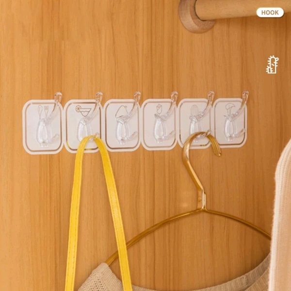 6 in 1 Adhesive Luruxy Colorful Tiles Hooks With Easy Splitting 