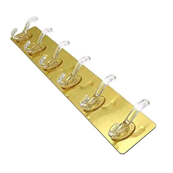 6 in 1 Adhesive Golden  Tiles Hooks