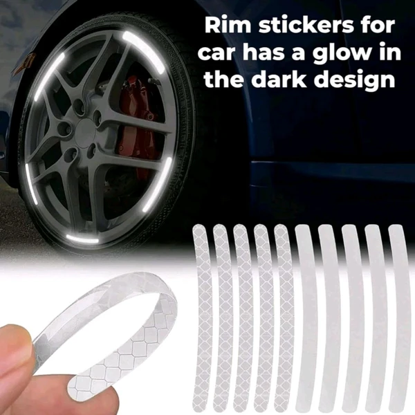 Reflective Tyre Stickers For Car And Bike (WHITE 20Pcs)