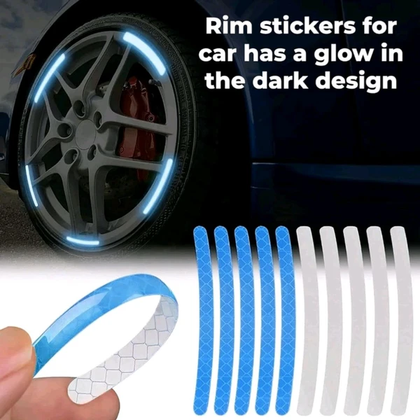 Reflective Tyre Stickers For Car And Bike (BLUE 20Pcs)