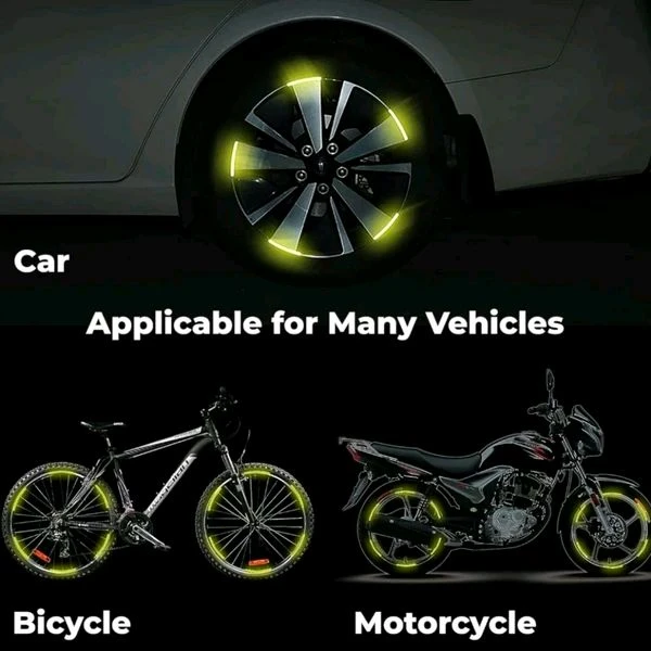 Reflective Tyre Stickers For Car And Bike (YELLOW 20Pcs)