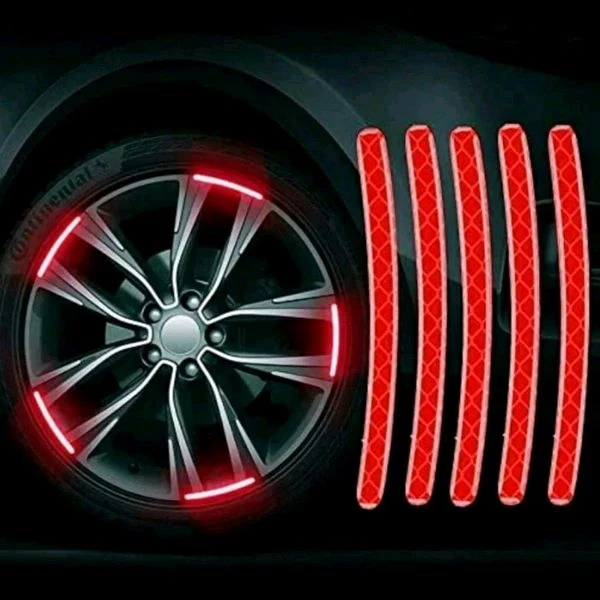 Reflective Tyre Stickers For Car And Bike (RED 20Pcs)