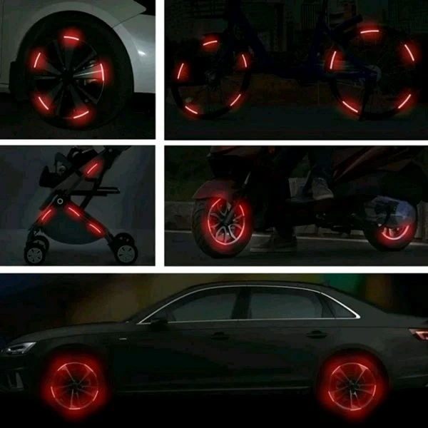 Reflective Tyre Stickers For Car And Bike (RED 20Pcs)