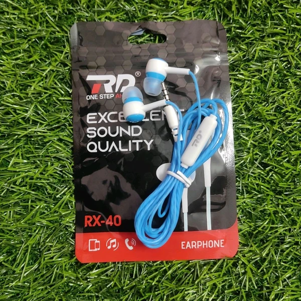 RD RX-40  Earphone With Mic Support And Extra Wire Safety Coating (Blue)