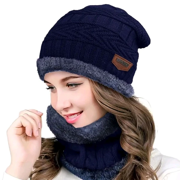 High Quality 2 in 1 Woolen Cap With Muffler