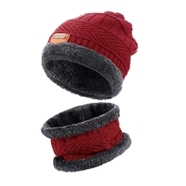 High Quality 2 in 1 Woolen Cap With Muffler