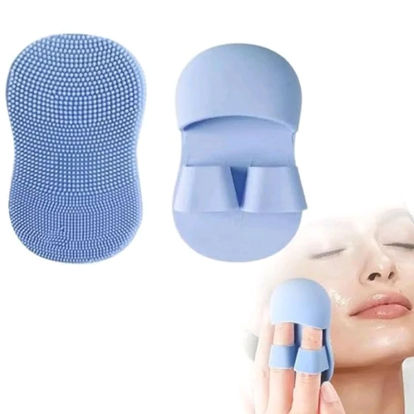 Double Finger Supported Facial Soft Silicone Scrubber Brush For Black And White Heads Removal