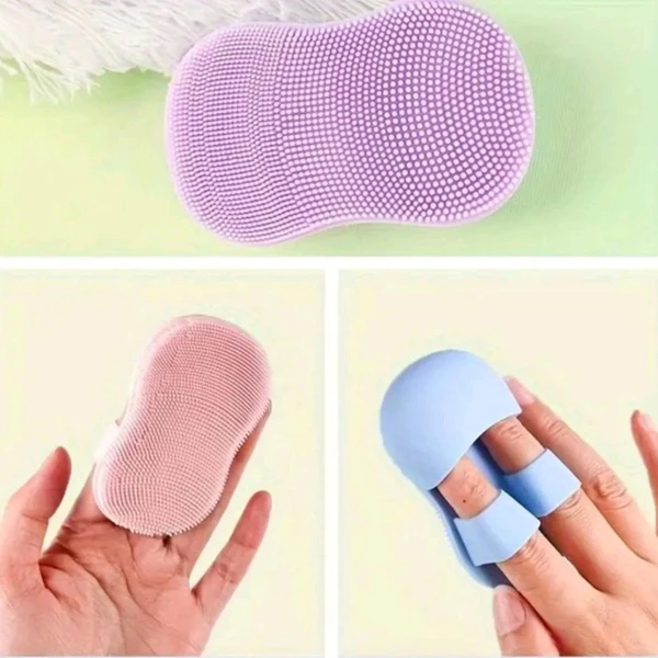 Double Finger Supported Facial Soft Silicone Scrubber Brush For Black And White Heads Removal