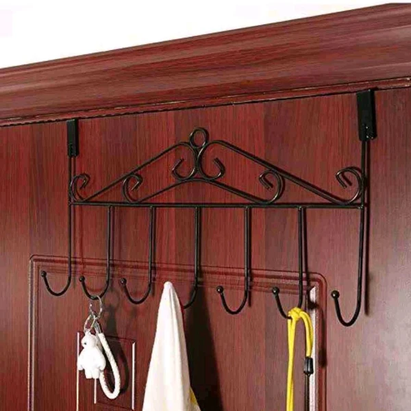 Multipurpose Over The Door Metal Hanger With 7 Hooks For Easy Hangings