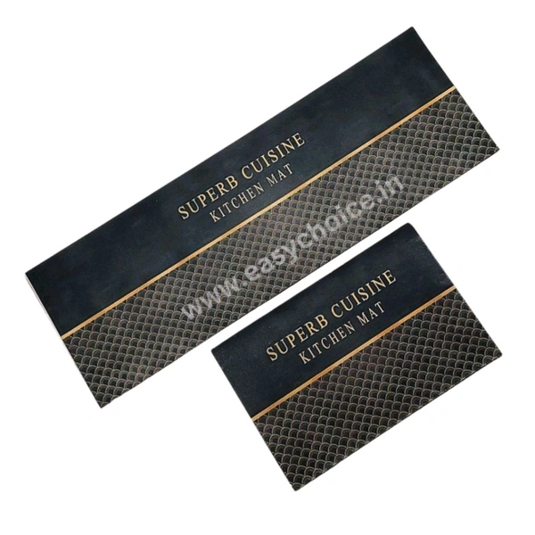 2 in 1 Premium Luxury Deisgned L Shaped Kitchen Mat Set (Random Designs)