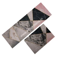2 in 1 Premium Luxury Deisgned L Shaped Kitchen Mat Set (Random Designs)
