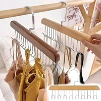 Multifunctional Trending Space Saving Wooden Hanger With 8 Metal Hooks For Easy Hanging 