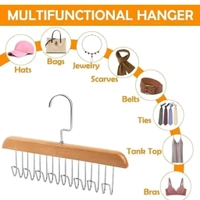 Multifunctional Trending Space Saving Wooden Hanger With 8 Metal Hooks For Easy Hanging 