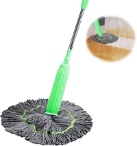 Trending 360° Green Rotatable Adjustable Twist Mop With Wide Water Absorbing Microfiber Wet And Dry Brush