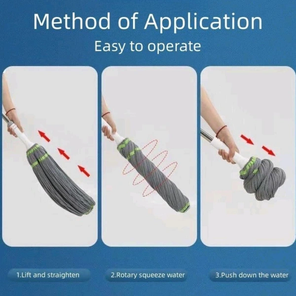 High Quality Long Handle Twist Mop With Wide Water Absorbing Microfiber Head