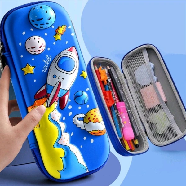 High Quality Premium Large Capacity Cute 3D Pencil Case With Zip Closure For Boys And Girls