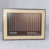 Big Sized High Quality Wooden 50K Money Saving Motivational Piggy Bank With Back Side Photo Frame Option