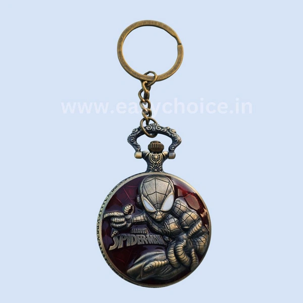 Premium Metalic Vintage Style Spiderman Mini Handy Clock Keychain EC974
