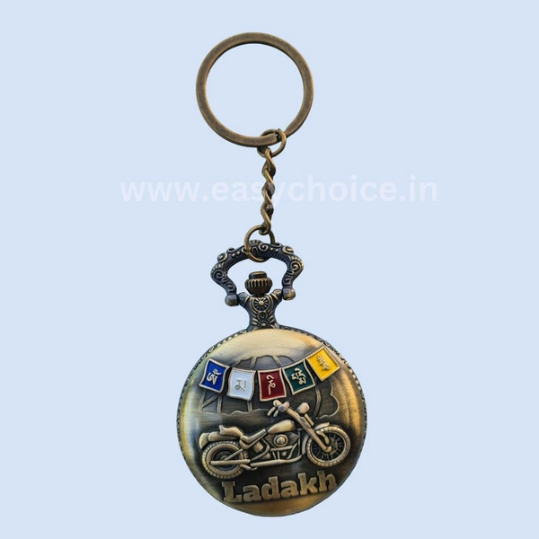 Premium Metalic Vintage Style Ladakh Bike Mini Handy Clock Keychain EC975