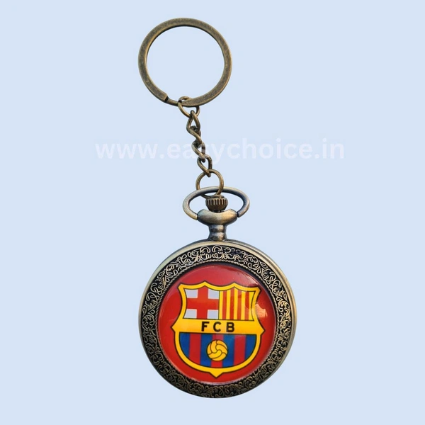 Premium Metalic Vintage Style FC Barcelona Handy Clock Keychain EC977