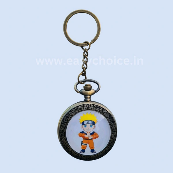 Premium Metalic Vintage Style Standing Naruto Mini Handy Clock Keychain EC978