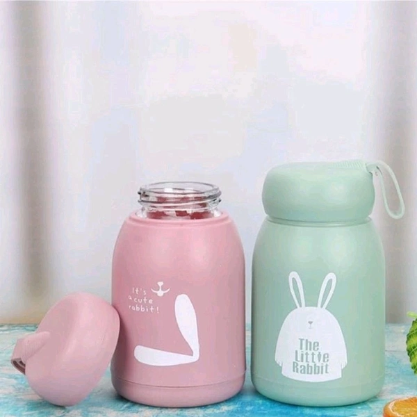 High Quality Multicolored Cute Rabbit Bunny Glass Bottles With Thick Plastic Lamination