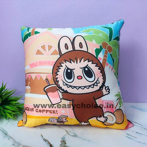 Super Cute Treding Lovely Luckin Coffee Labubu Square Pillow (30×30cms) EC988