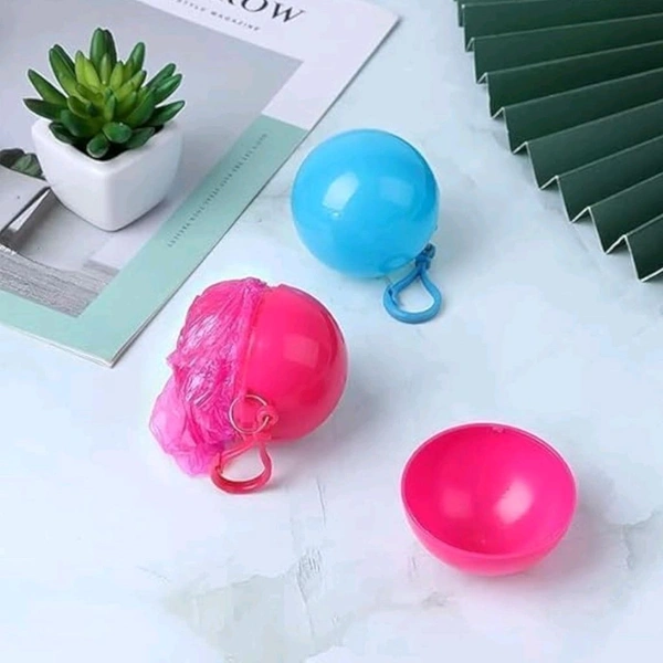 Travel Friendy Emergency Rain Cover With Cute Keychain Ball (Upto 2 or 3 Uses) 
