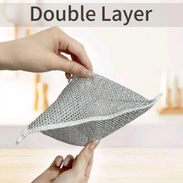 Trending Double Layered Steel Wire Dishes And Vessels Cleaning Cloth (DOUBLE LAYER) 
