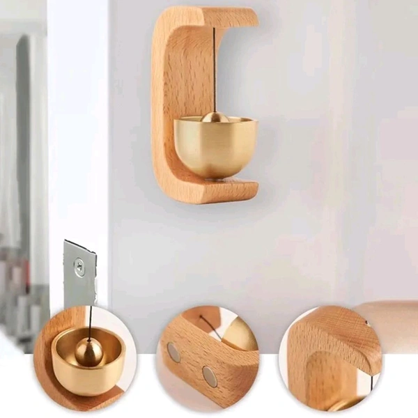 Luxury Designed Wooden Hand Crafted Magnetic  And Adhesive Soothing Sound Door Bell Decor With Copper Finish