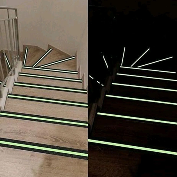 Premium Self Adhesive Anti Slip Grip Tape With Night Green Super Glow Stripes For Safety Walk (5metres) 