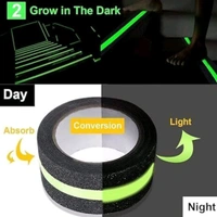 Premium Self Adhesive Anti Slip Grip Tape With Night Green Super Glow Stripes For Safety Walk (5metres) 