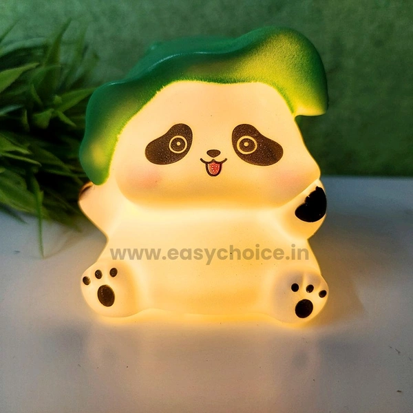 Super Cute Bubbly Sitting Green Cap Panda With Cute Night Light And Best Gift EC1009