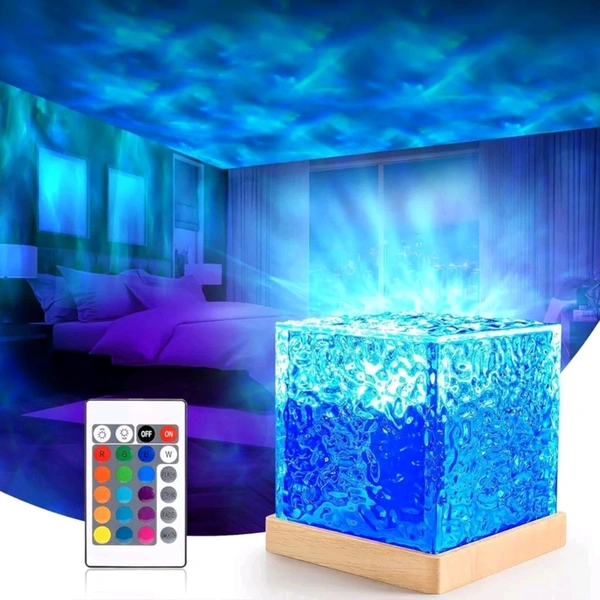 Multicolor Cute RGB Magical Ocean Wavy Projector Lamp With RGB Remote