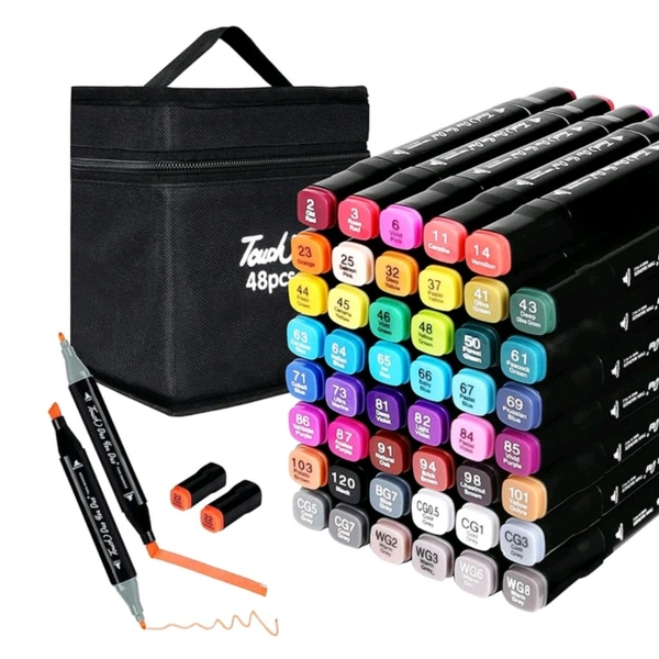 Premium 48 In 1 Dual Tip Smooth Multicolor Art, Drawing, Sketching Markers With Carrying Case (48 Colors)