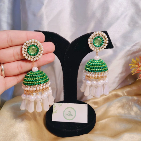 Double Colour Jhumka - Green
