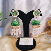 Double Colour Jhumka - Green