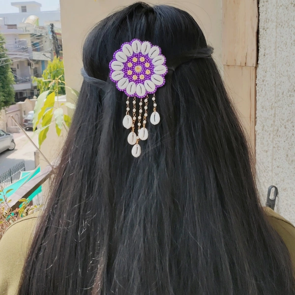 Shell Hair Pin - Purple