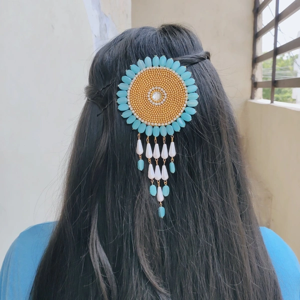Mandala Hair Pin - Bluegold, Large