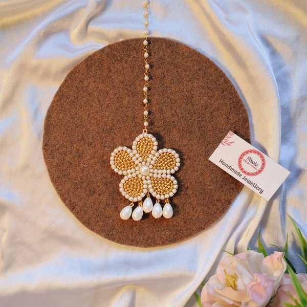 Floral Maangtikka - Yellow