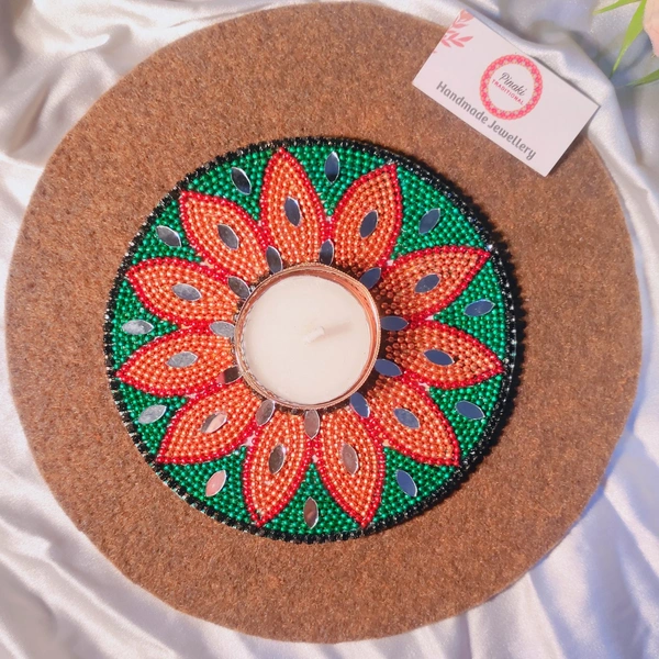 Mandala Tealight Holder 2 - Green, 5 Inch