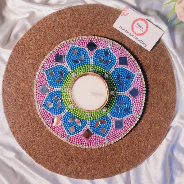 Mandala Tealight Holder 3 - Blue, 5 Inch