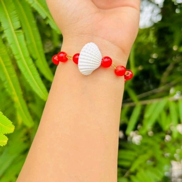 Sea Shell Bracelet  - Red