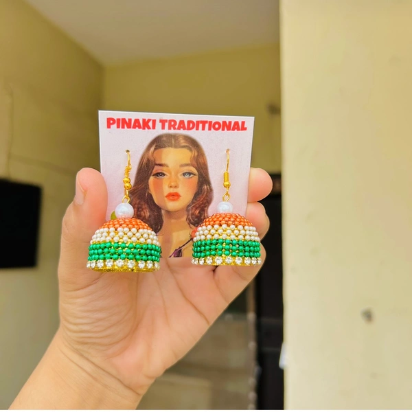Tricolour Jhumka - tricolour