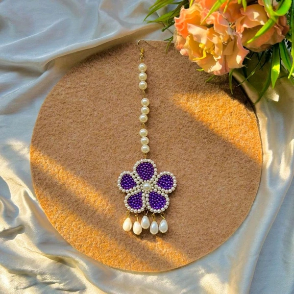 Floral Maangtikka - Purple