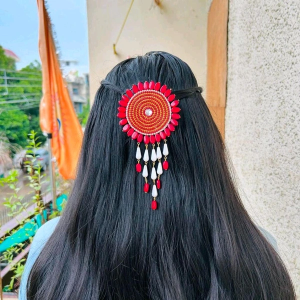 Mandala Hair Pin - Red, Large