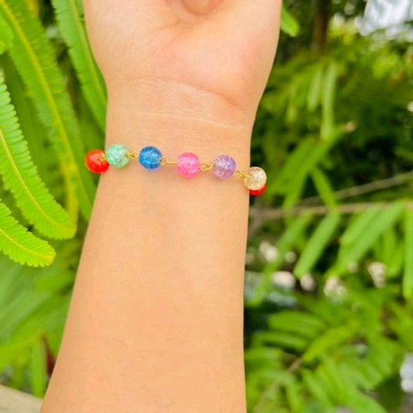 Glossy Multicolour Bracelet  - Gold