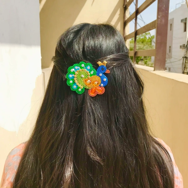Peacock Hair Pin - Multicolour