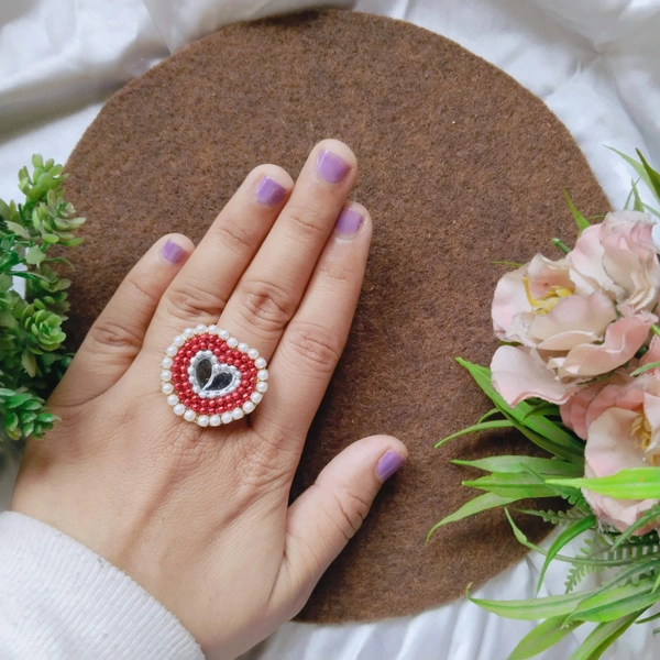 Mini Heart Ring - Red