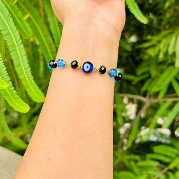 Glossy Evil Eye Bracelet  - Blue